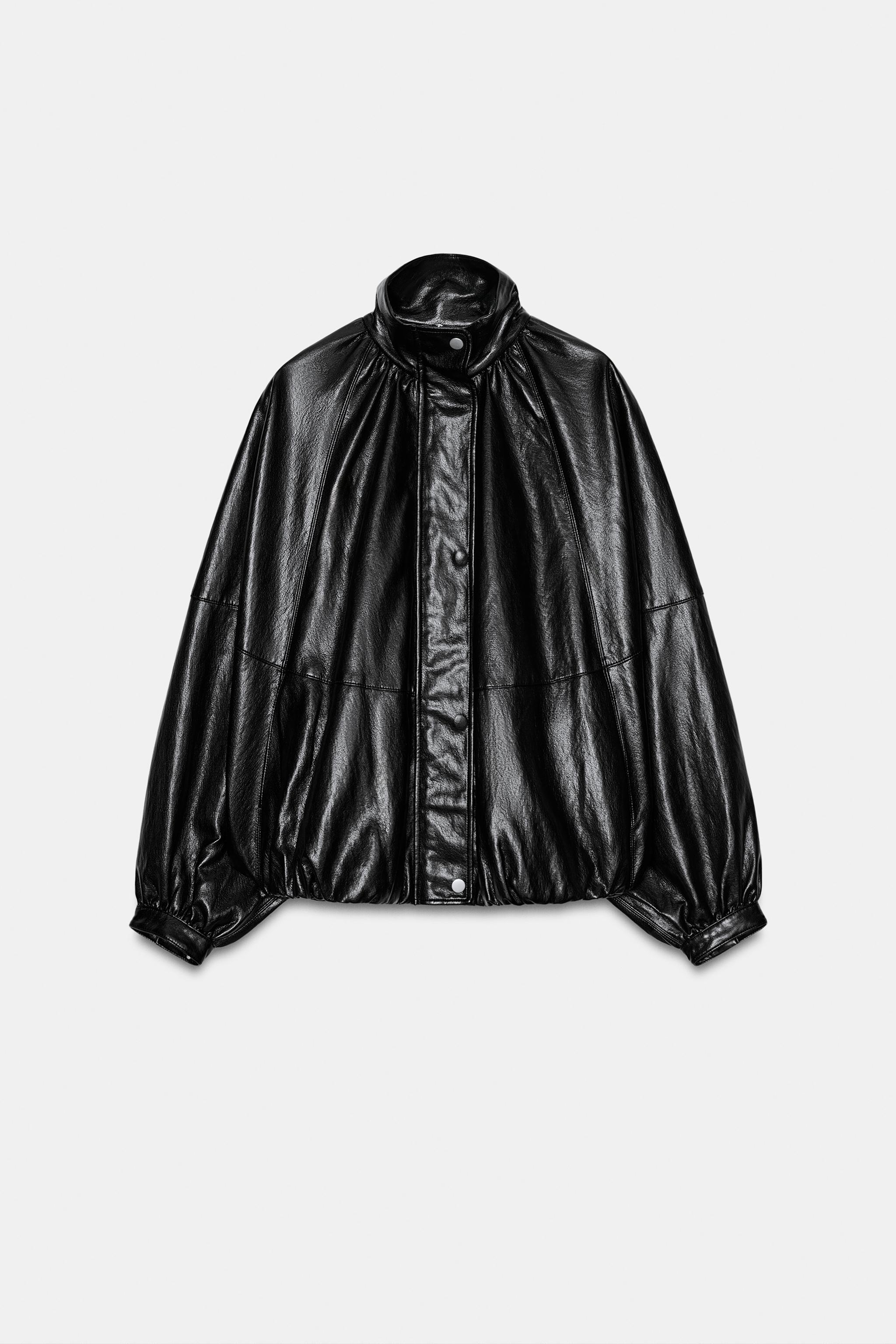 ZW COLLECTION FAUX LEATHER BOMBER JACKET